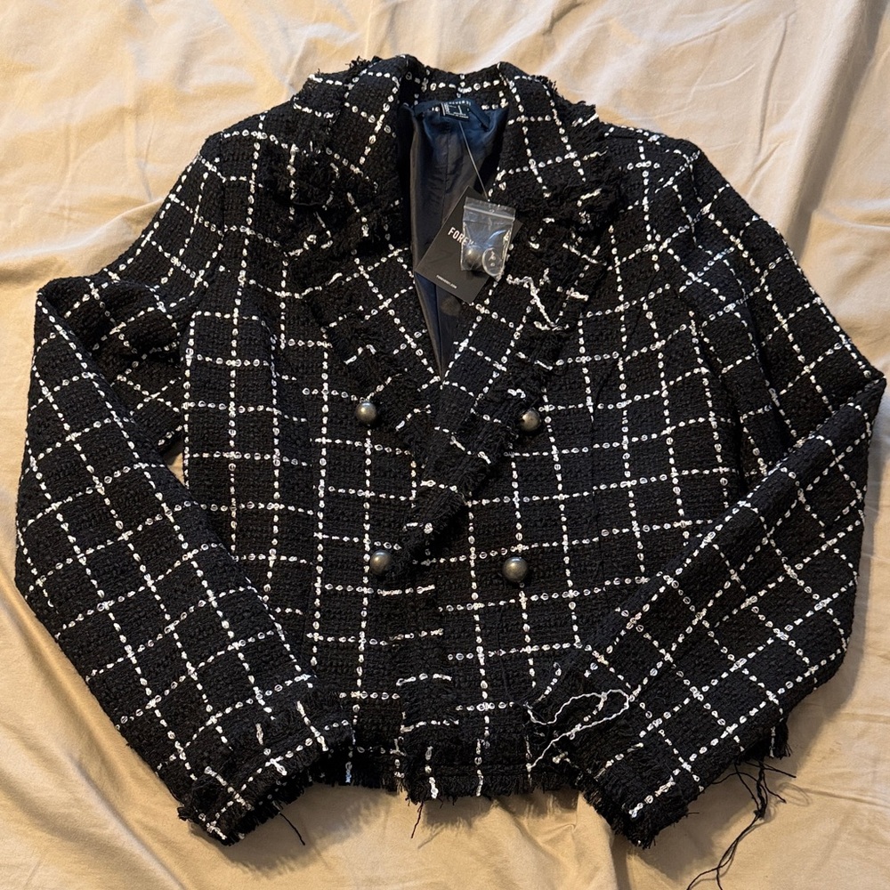 NEW Forever 21 Black Tweed Jacket